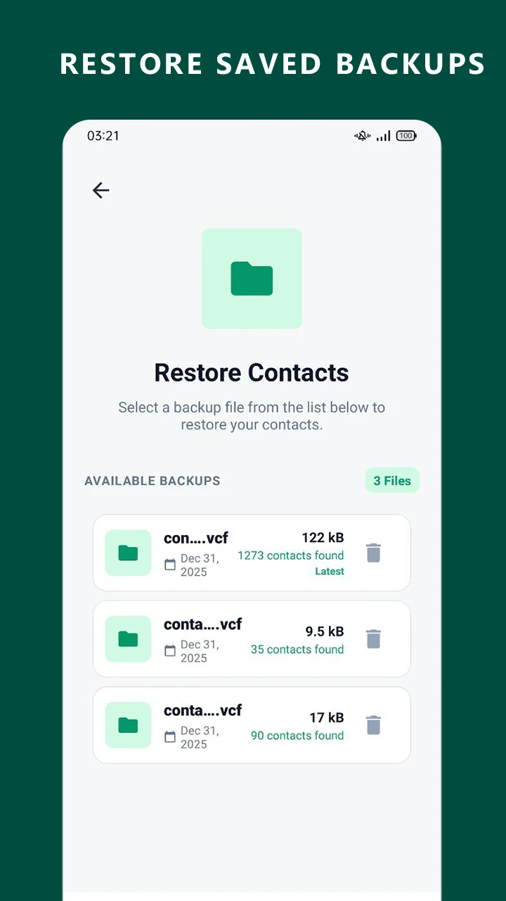 Restore Deleted Contacts screenshot