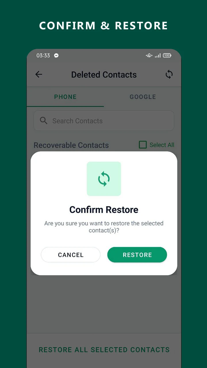 Restore Deleted Contacts screenshot